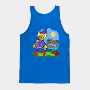 Cute Duck Walking Her Pet Ladybug in the Park Tank Top